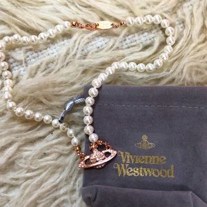 Vivienne Westwood rose gold pearl necklace